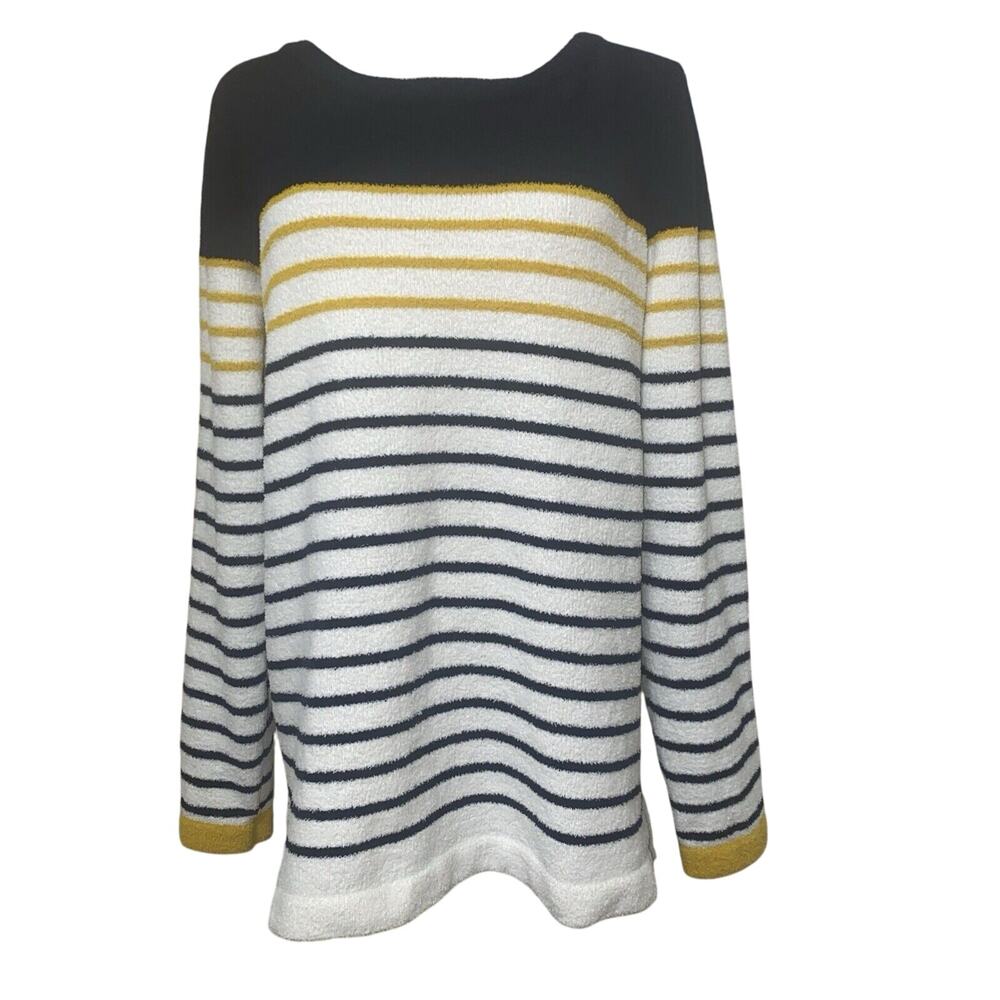 Joules Women's Navy Cream Gold Stripe Fleece Seaham Chenille Sweater Size US 10